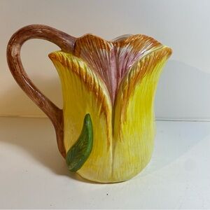 Vintage Hand Painted Bassano Endive Ceramic Pitcher
Made In Italy